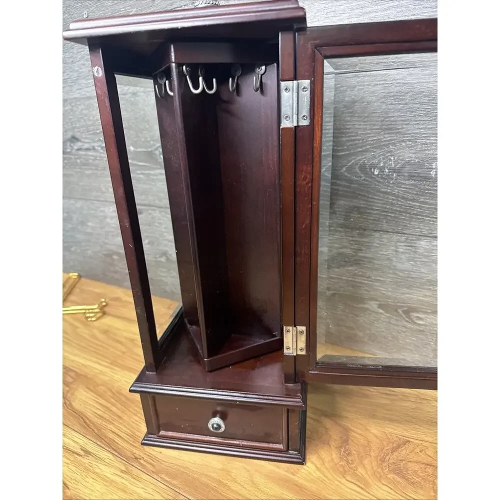The Bombay Co. Tabletop Rotating Jewelry Box Chest Tall Case Necklace Organizer